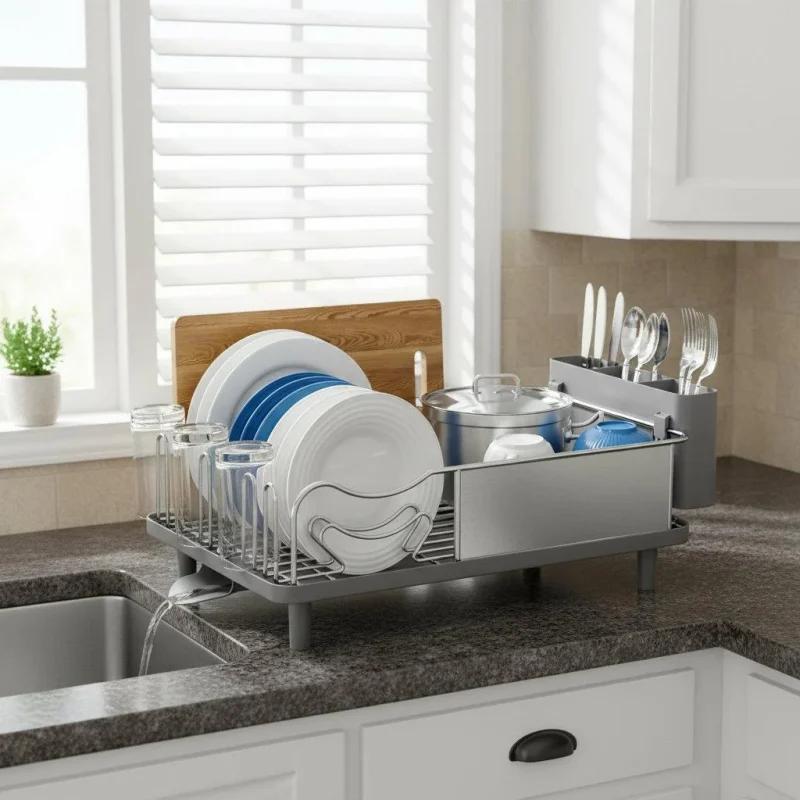 Dish drying rack organizer for clean and organized kitchen space